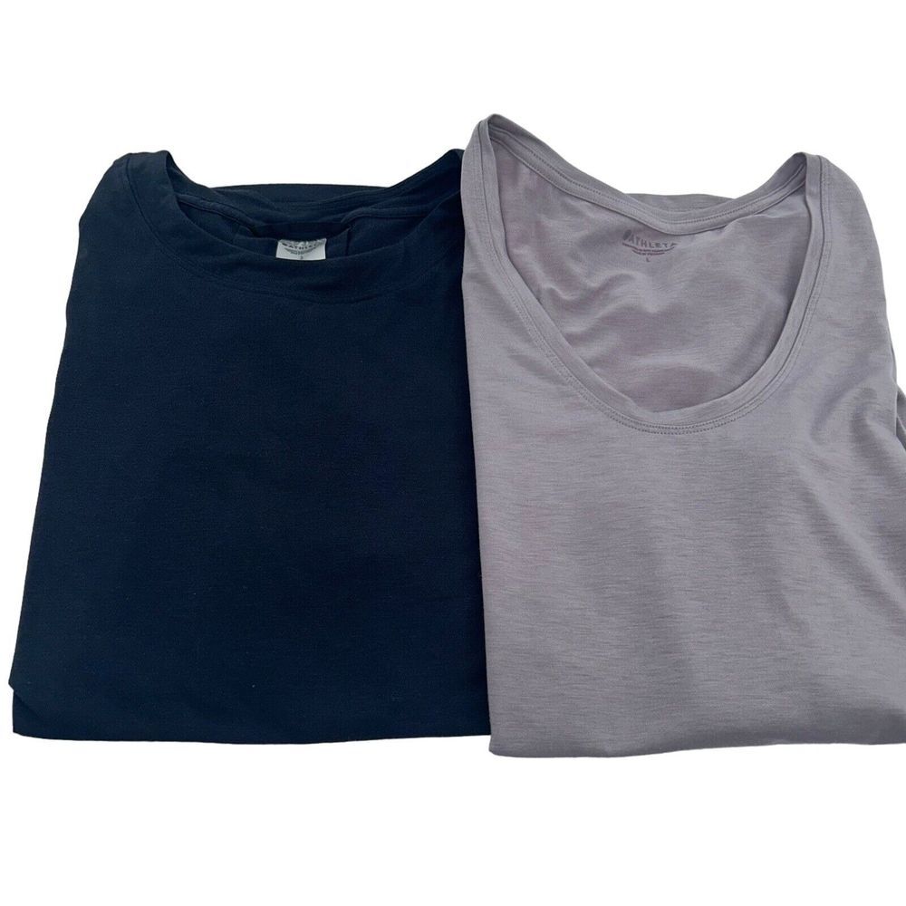 Athleta With Ease Tee And Breezy T Size Large Black Lavender Lot Of 2